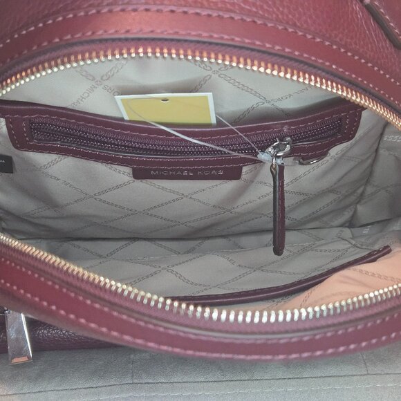 Michael Kors Valerie Medium Pebbled Leather Backpack Purse Wine Red MK Bag - Picture 7 of 9